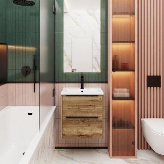 Тумба под раковину La Fenice Tesoro FNC-01-TES-DGT-60-2 Дуб галифакс табак 60 см